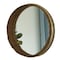Vintiquewise Round Rustic Wood and Galvanized Metal Framed Wine Barrel Shaped Wall Mirror QI003977 - alternate 1